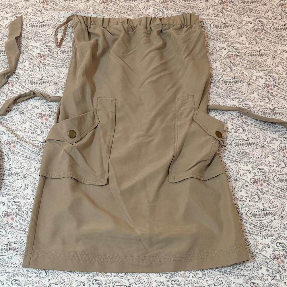 Banana Republic Utility Cargo Pocket Khaki strapless dress